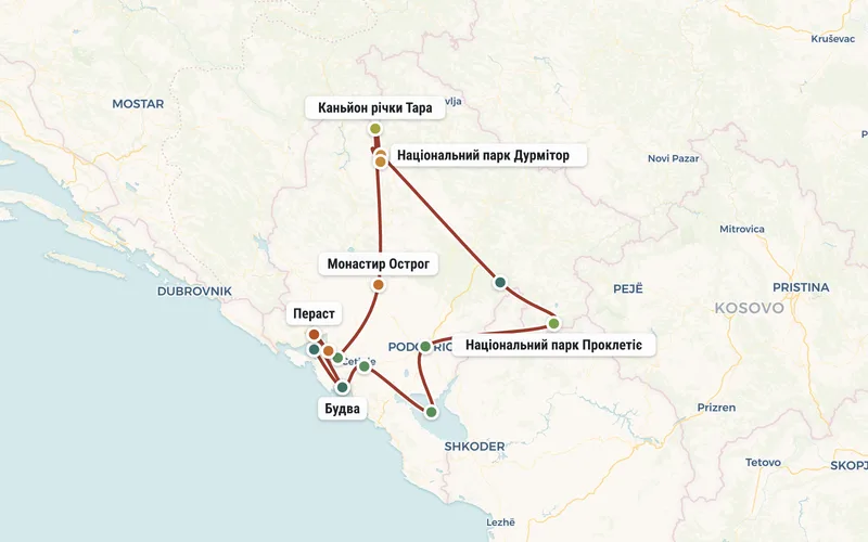 Карта маршруту туру